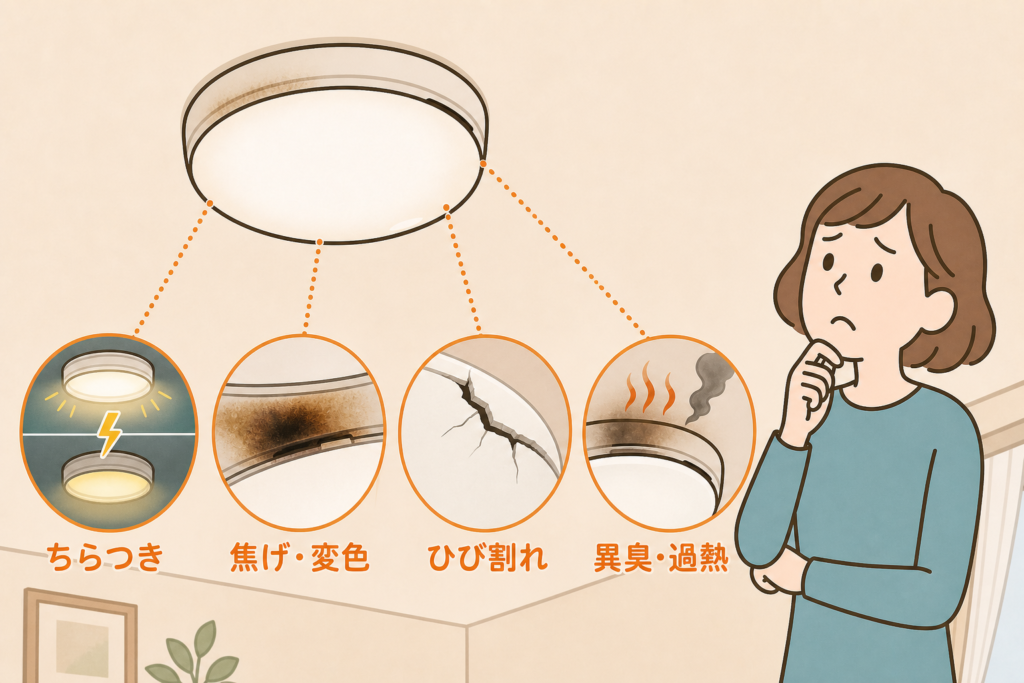 ちらつきや変色、異臭など古い照明器具の危険なサイン